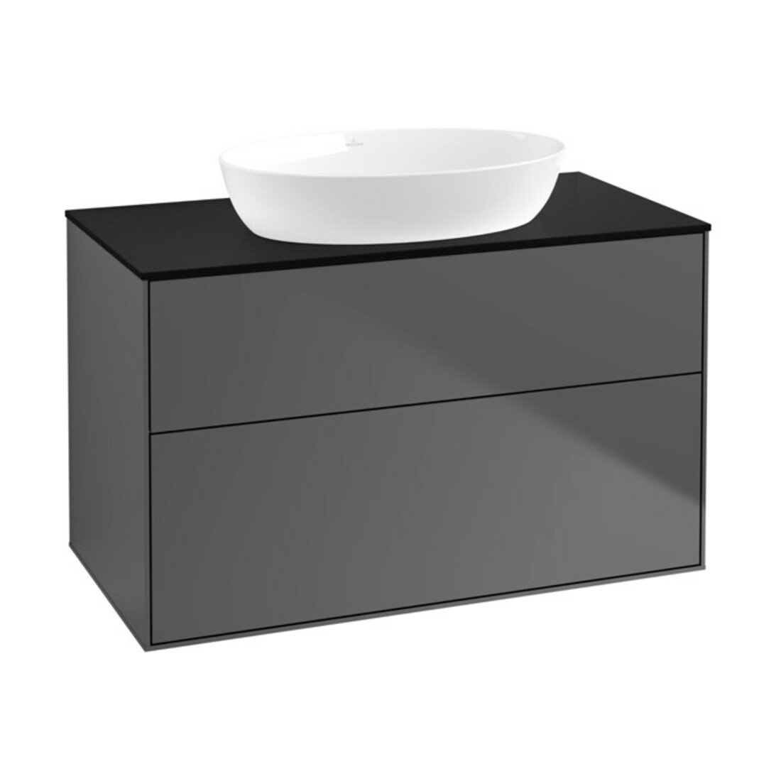 V&B Meuble sous lavabo Éclairage mural Finion 100x60,3cm, plaque habillage bleue, anthracite m
