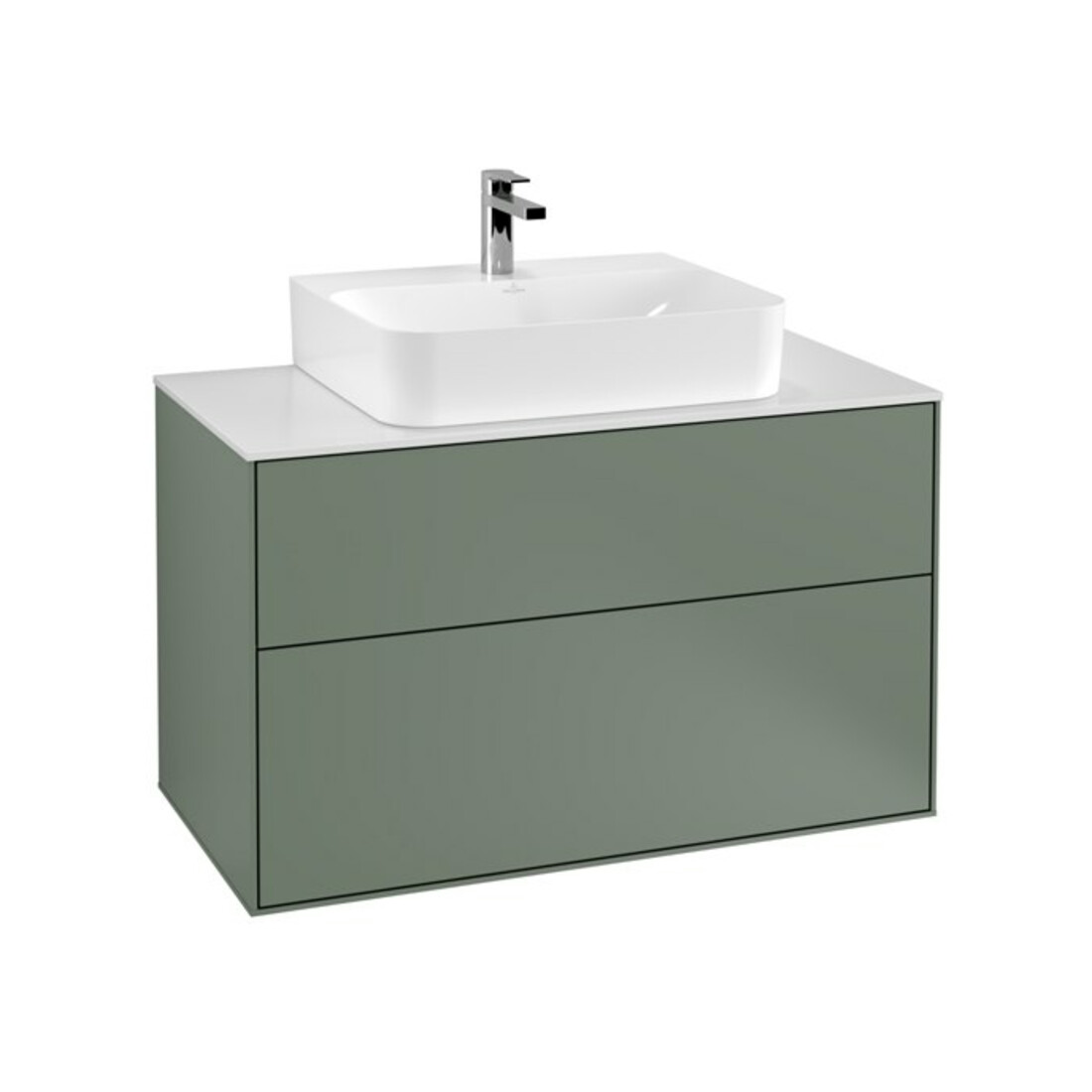 V&B Meuble sous lavabo Éclairage mural Finion 100x60,3x50,1cm, blanc mat, huile mat