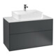 V&B Meuble sous-lavabo Éclairage mural Finion 100x60,3x50,1cm, Pl blanc mat, bleu moyen mat Lac-1