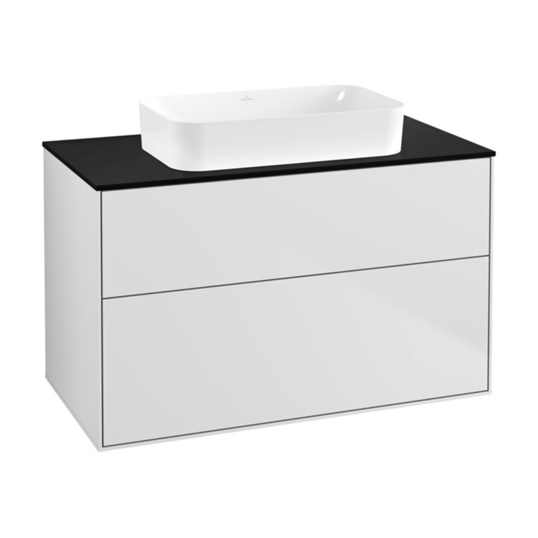 V&B Meuble sous lavabo Éclairage mural Finion 100x60,3x50,1mm, bleu brillant, blanc mat Lac