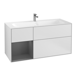 V&B Meuble sous lavabo Éclairage mural Finion 119,6x59,1 cm, anthracite mat, blanc mat Lac