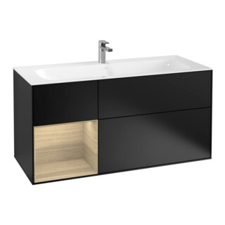 V&B Meuble sous-lavabo Éclairage mural Finion 119,6x59,1 cm, étagère gauche, bleu mat Lac