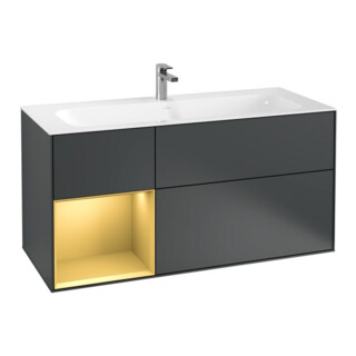 V&B Meuble sous lavabo Éclairage mural Finion 119,6x59,1 cm, étagère gauche gol m, md bl. m Lac