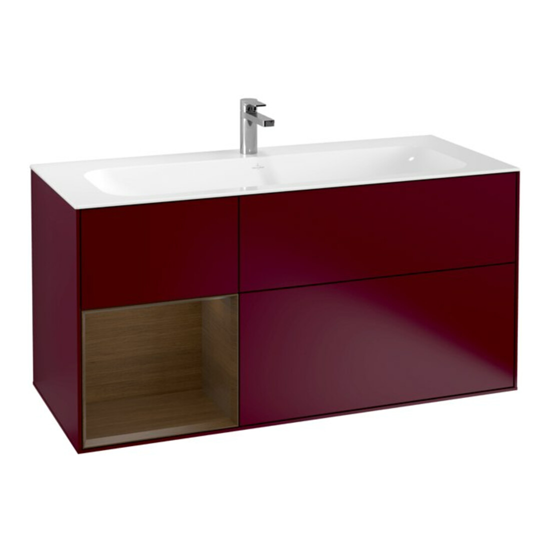 V&B Meuble sous-lavabo Éclairage mural Finion 119,6x59,1 cm, étagère gauche, Peony mat