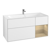 V&B Meuble sous lavabo Éclairage mural Finion 119,6x59,1 cm, rég. droite Oa ven, blanc brillant Lac