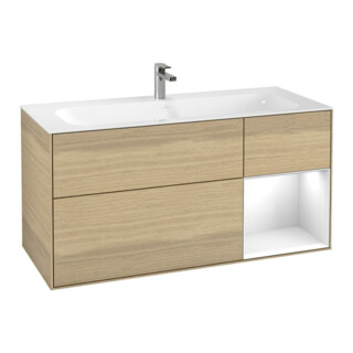 V&B Meuble sous lavabo Éclairage mural Finion 119,6x59,1 cm, Reg re glo wh. Lac, Oa ven