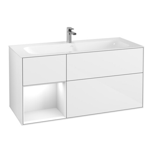 V&B Meuble sous-lavabo Éclairage mural Finion 119,6x59,1 cm, Rg l g w Lac, glo wh. Lac