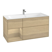 V&B Meuble sous lavabo Éclairage mural Finion 119,6x59,1cm, étagère G, placage chêne