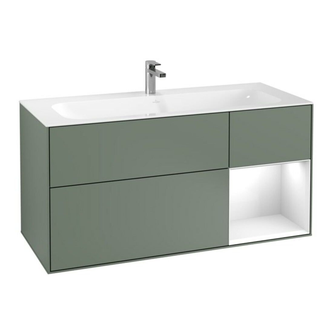 V&B Meuble sous-lavabo Éclairage mural Finion 119,6x59,1cm, Rg r g blc. Lac, Oli. m Lac
