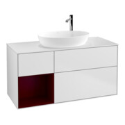 V&B Meuble sous lavabo Éclairage mural Finion 120 cm, blanc mat, laqué-1