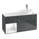 V&B Meuble sous lavabo Éclairage mural Finion 120 cm, blanc mat, laque gris clair, avec laque bleue-1