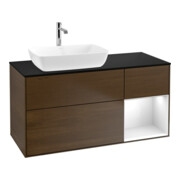 V&B Meuble sous-lavabo Éclairage mural Finion 120 cm, Pl b m, Reg glo wh. Lac, wal ven