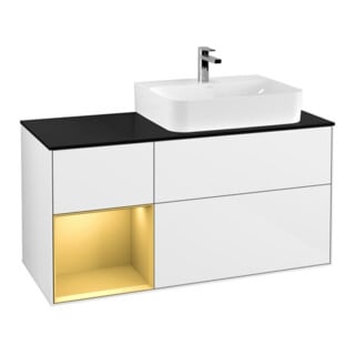 V&B Meuble sous-lavabo Éclairage mural Finion 120 cm, Pl b m, Reg li gol m, glo wh. Lac