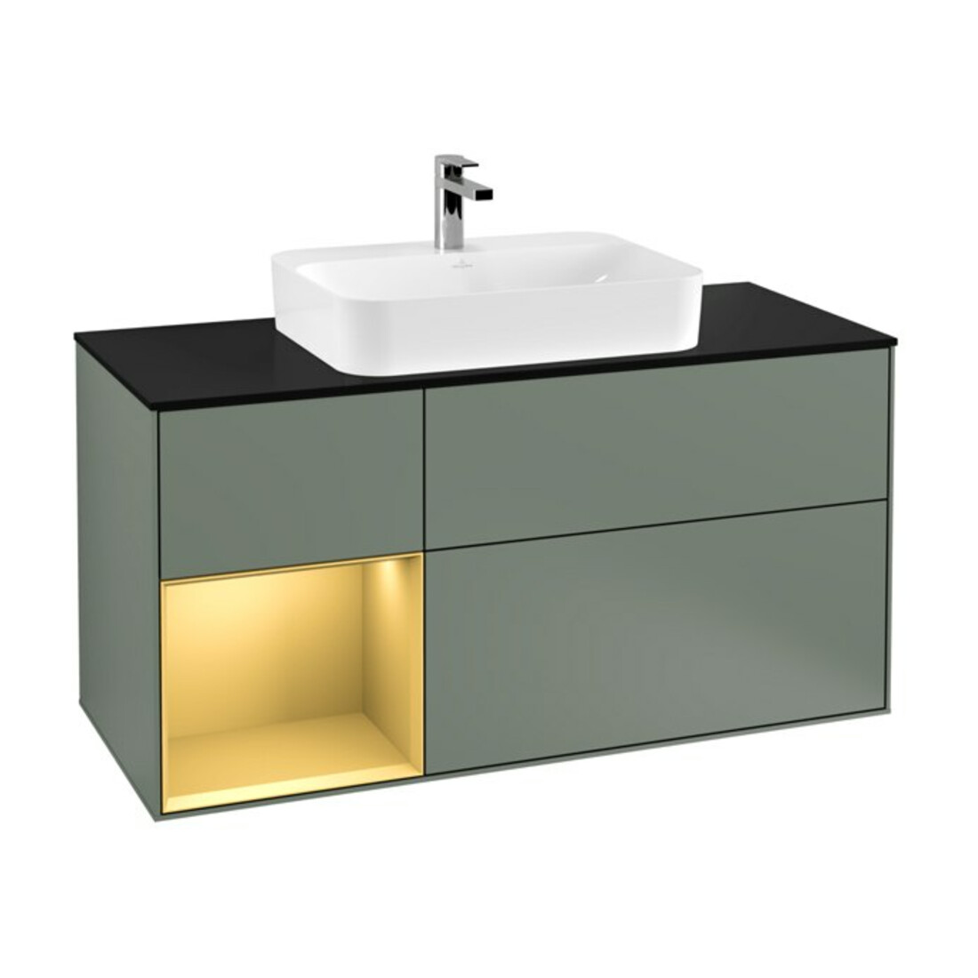 V&B Meuble sous-lavabo Éclairage mural Finion 120 cm, Pl b m, Reg li gol m, Oli. m Lac