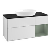 V&B Meuble sous lavabo Éclairage mural Finion 120 cm, Pl b m, Reg Oli. m Lac, blanc m Lac