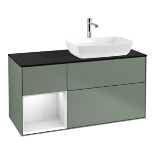 V&B Meuble sous lavabo Éclairage mural Finion 120 cm, Pl b m, Reg wh. m Lac, Oli. m Lac
