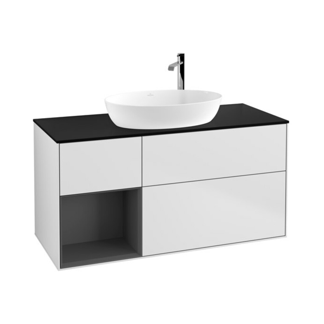 V&B Meuble sous lavabo Éclairage mural Finion 120 cm, Pl b m, Rg A m Lac, bl. m Lac