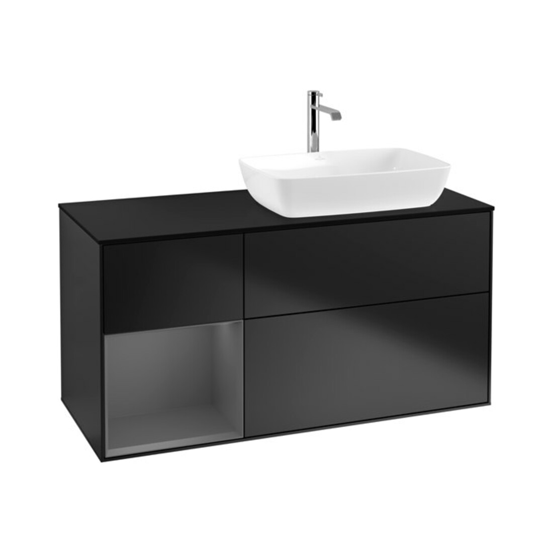 V&B Meuble sous lavabo Éclairage mural Finion 120 cm, Pl b m, Rg A m Lac, bleu m Lac