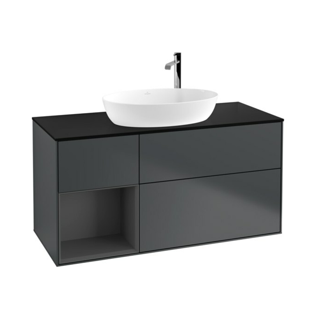 V&B Meuble sous lavabo Éclairage mural Finion 120 cm, Pl b m, Rg A m Lac, md bl. m Lac