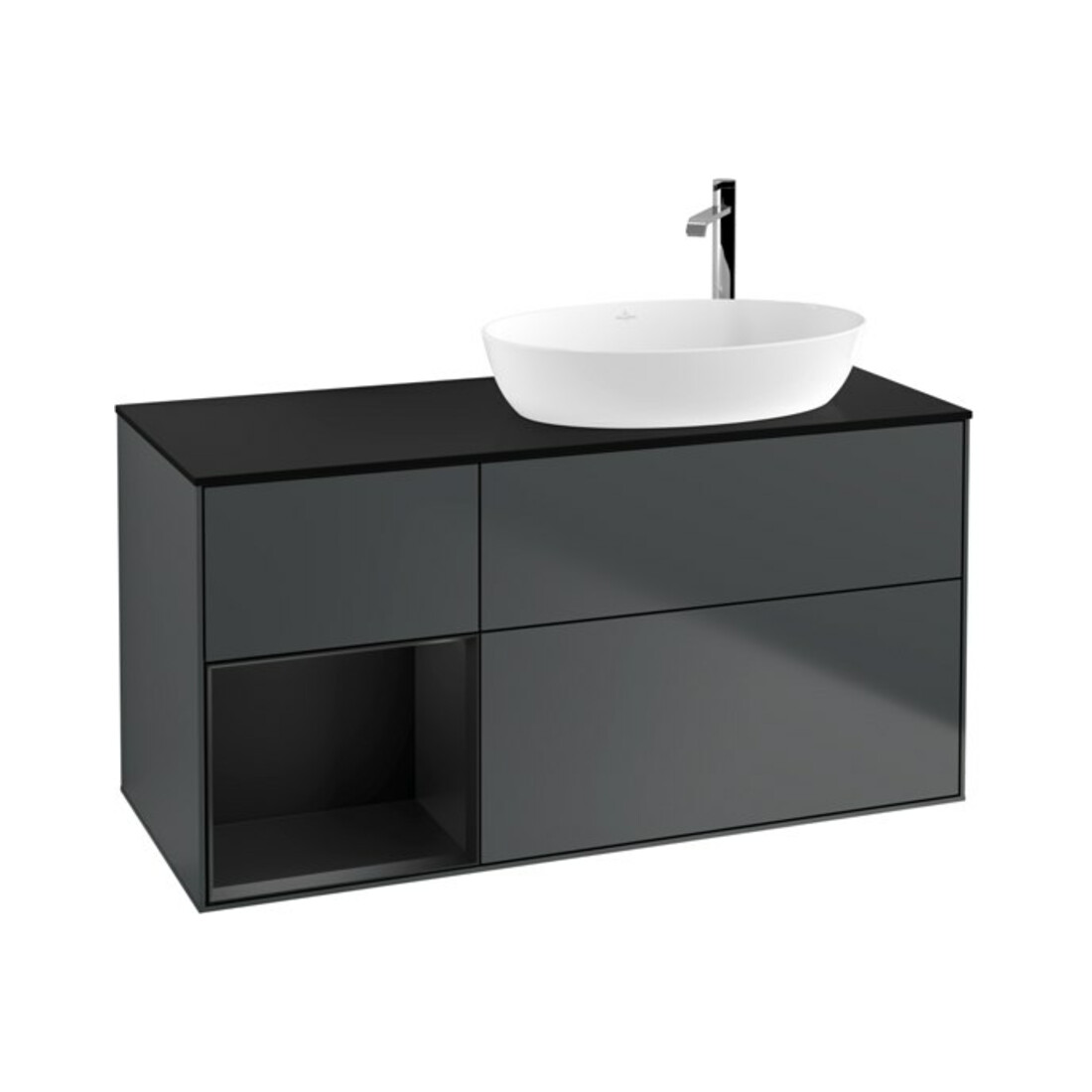 V&B Meuble sous lavabo Éclairage mural Finion 120 cm, Pl b m, Rg b m Lac, md bl. m Lac