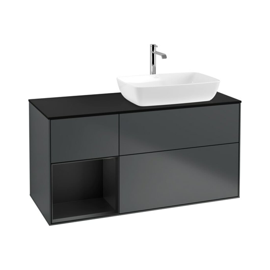 V&B Meuble sous lavabo Éclairage mural Finion 120 cm, Pl b m, Rg b m Lac, md bl. m Lac