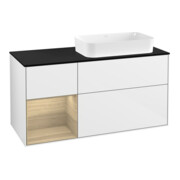 V&B Meuble sous lavabo Éclairage mural Finion 120 cm, Pl b m, Rg g Oa ven, blanc brillant Lac