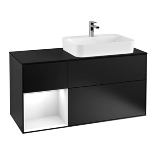 V&B Meuble sous lavabo Éclairage mural Finion 120 cm, Pl b m, Rg l g blc Lac, bla m Lac