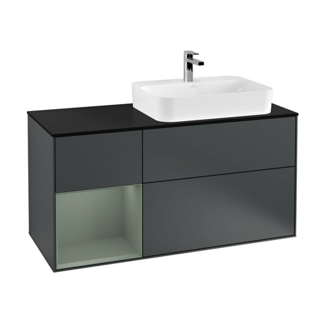 V&B Meuble sous-lavabo Éclairage mural Finion 120 cm, Pl b m, Rg l Ol m La, md b m Lac
