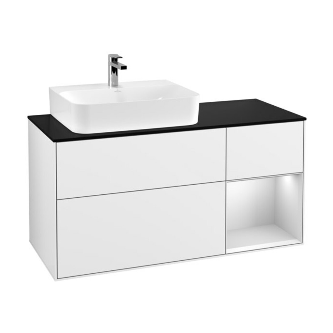 V&B Meuble sous lavabo Éclairage mural Finion 120 cm, Pl b m, Rg l w m Lac, glo wh. Lac
