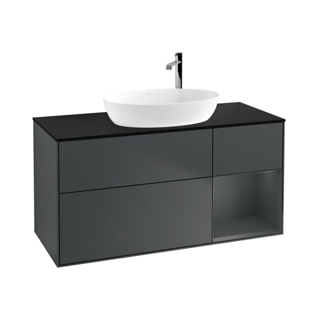 V&B Meuble sous lavabo Éclairage mural Finion 120 cm, Pl b m, Rg md m Lac, md bl. m Lac