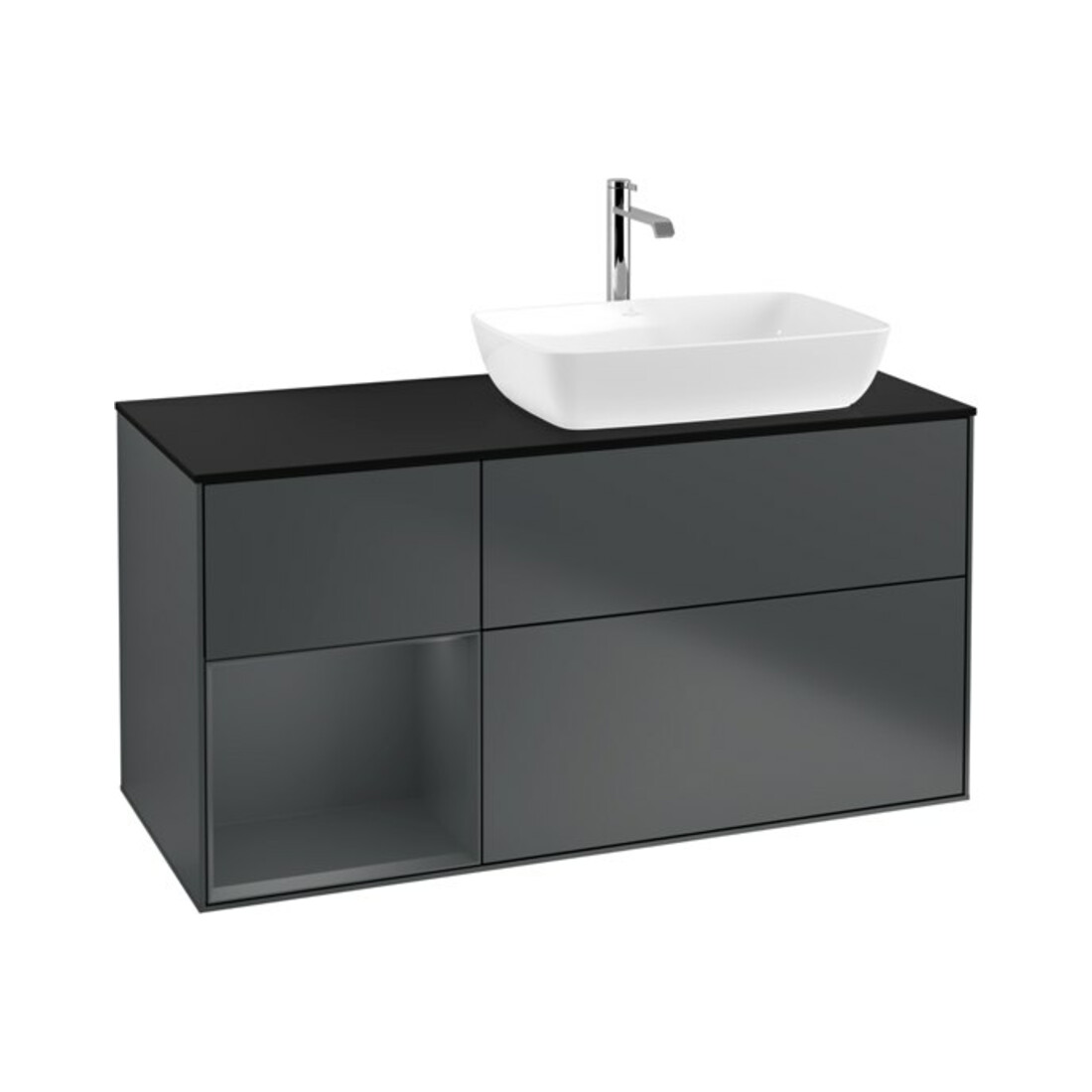 V&B Meuble sous lavabo Éclairage mural Finion 120 cm, Pl b m, Rg md m Lac, md bl. m Lac