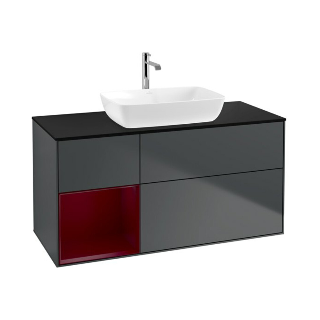 V&B Meuble sous lavabo Éclairage mural Finion 120 cm, Pl b m, Rg Peo m La, md bl. m Lac