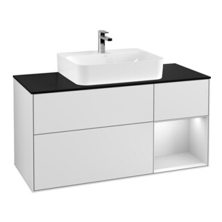V&B Meuble sous lavabo Éclairage mural Finion 120 cm, Pl b m, Rg r blanc m Lac, blanc m Lac