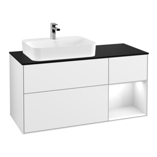 V&B Meuble sous lavabo Éclairage mural Finion 120 cm, Pl b m, Rg r g w Lac, glo wh. Lac
