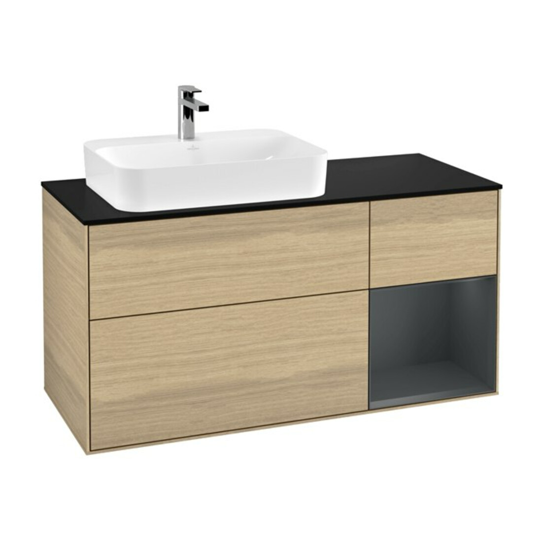 V&B Meuble sous lavabo Éclairage mural Finion 120 cm, Pl b m, Rg r md bl. m Lac, Oa ven