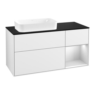 V&B Meuble sous-lavabo Éclairage mural Finion 120 cm, Pl b m, Rg r w m Lac, glo wh. Lac