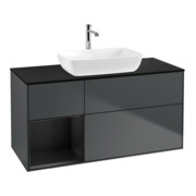 V&B Meuble sous lavabo Éclairage mural Finion 120 cm, Pl blanc mat, Rg blanc mat Lac, avec blanc mat Lac