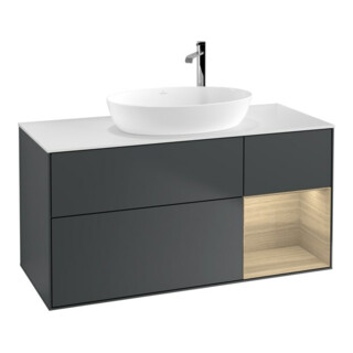 V&B Meuble sous lavabo Éclairage mural Finion 120 cm, Pl w m, Reg Oa ven, md bl. m Lac