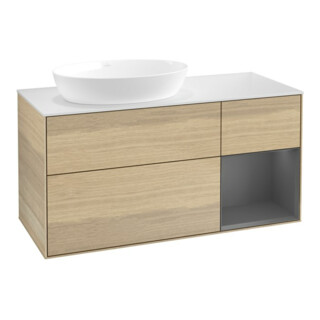 V&B Meuble sous lavabo Éclairage mural Finion 120 cm, Pl w m, Rg anthracite m Lac, Oa ven
