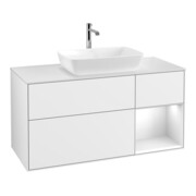 V&B Meuble sous-lavabo Éclairage mural Finion 120 cm, Pl w m, Rg g wh. Lac, glaçage blanc