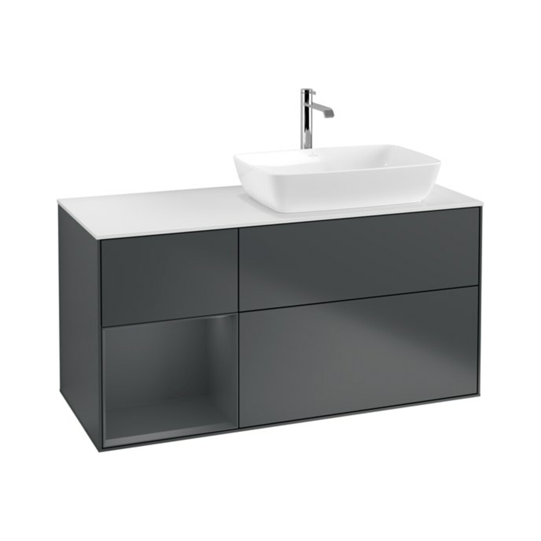 V&B Meuble sous lavabo Éclairage mural Finion 120 cm, Pl w m, Rg md m Lac, md bl. m Lac
