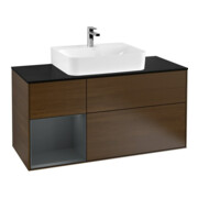 V&B Meuble sous lavabo Éclairage mural Finion 120 cm, placage bois, laqué, noyer veneer