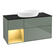 V&B Meuble sous-lavabo Éclairage mural Finion 120 cm, placage bois, laqué or, huile laquée-1