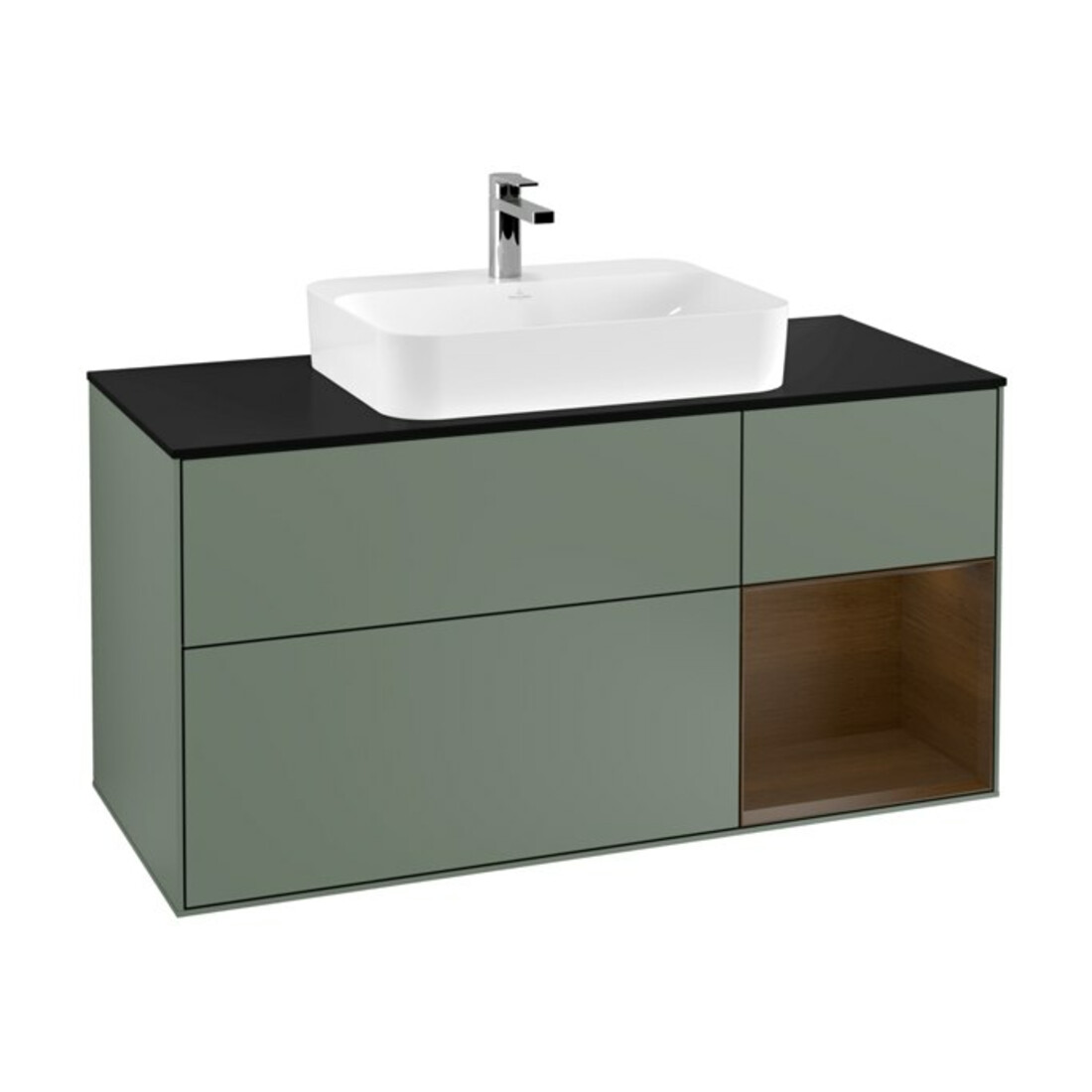V&B Meuble sous lavabo Éclairage mural Finion 120 cm, placage bois m, noyer, huile m laque