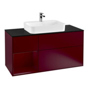 V&B Meuble sous lavabo Éclairage mural Finion 120 cm, plan de découpe bleu, étagère gauche Peo, Peo m