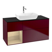 V&B Meuble sous lavabo Éclairage mural Finion 120 cm, plaque de fixation bleue, étagère Oa ven, Peo m