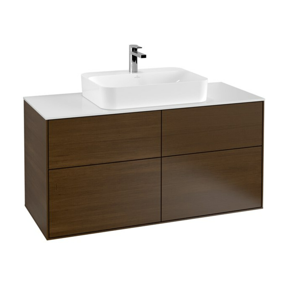 V&B Meuble sous-lavabo Éclairage mural Finion 120x60,3 cm, pl. fermeture bl., placage noyer