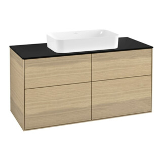 V&B Meuble sous lavabo Éclairage mural Finion 120x60,3 cm, placage chêne bleu m