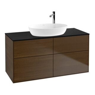 V&B Meuble sous lavabo Éclairage mural Finion 120x60,3 cm, placage noyer bleu m