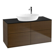 V&B Meuble sous lavabo Éclairage mural Finion 120x60,3 cm, placage noyer bleu m